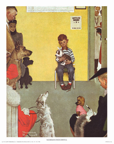 Framed Waiting For the Vet (mini) by Norman Rockwell | 10 x 8