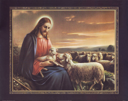 Framed Jesus with Lamb by Thomas L. Cathey Collection | 22 x 28