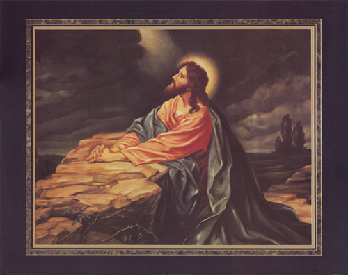 Framed Jesus Praying by Thomas L. Cathey Collection | 22 x 28