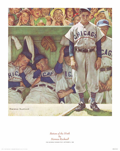 Framed Bottom of the Ninth by Norman Rockwell | 14 x 11