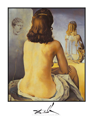 Contemplating an Invisible Mirror by Salvador Dali Wall Art Décor 28 x 22 Art Print