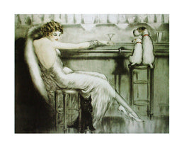 Louis Icart Le Cocktail Art Print - Vintage 16x20 " Wall Art Décor