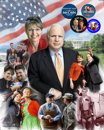 The Mavericks: John McCain & Sarah Palin Art Print by Wishum Gregory | 24x20 " Political Wall Decor
