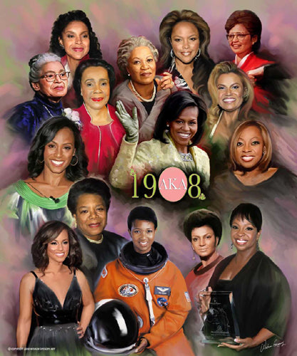 Elegance & Beauty: Michelle Obama & Alpha Kappa Alpha Art Print by Wishum Gregory - 24x20 " Wall Decor