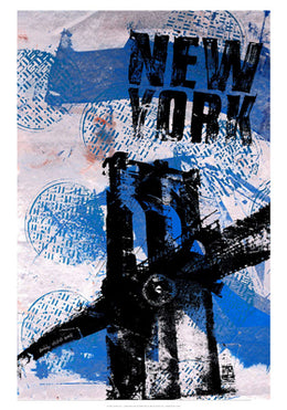NYC Blue Art Print by Bobby Hill - Modern Cityscape Wall Décor 20x24