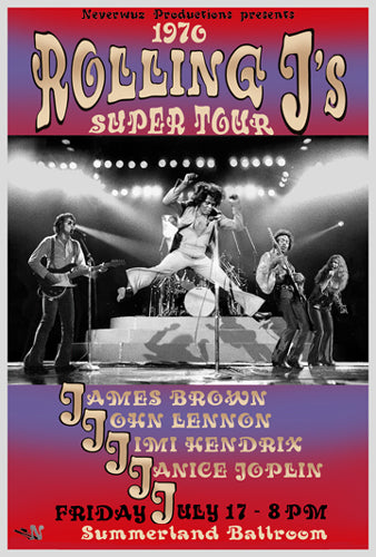Framed Rolling J's Super Tour, 1970 18 x 12