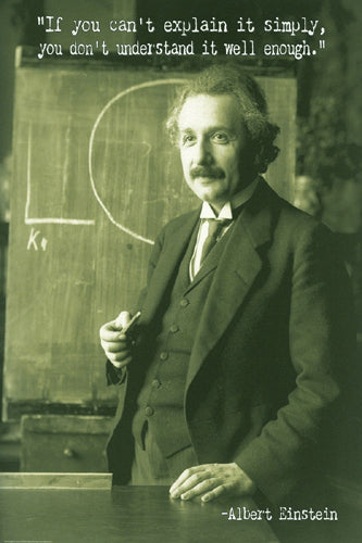 Framed Albert Einstein: Explain It Simply 36 x 24