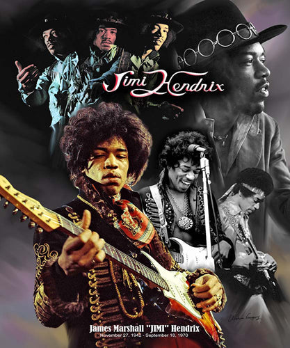 Framed Jimi Hendrix by Wishum Gregory | 11 x 8 ½