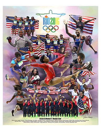 Framed Sisters in Motion II: Olympic Soul (Rio 2016) by Wishum Gregory