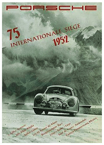 Framed Porsche: 75 Internationale Siege, 1952 34 ¼ x 24 5/8 Art ...