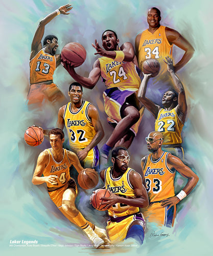 Framed Laker Legends by Wishum Gregory | 11 x 8 ½
