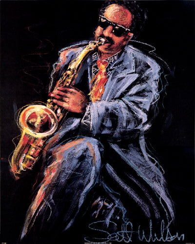 Framed Sax Player by Scott Wilson | 20 x 16