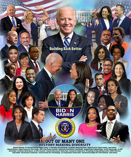 Biden/Harris: Out of Many One – History Making Diversity by Wishum Gregory Wall Art Décor 24 x 20 Art Print