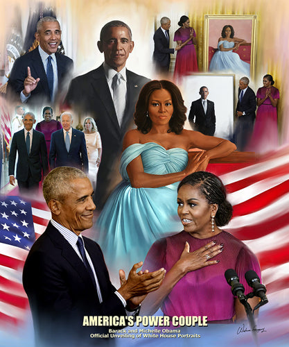 America's Power Couple: Barack & Michelle Obama Official White House Portraits by Wishum Gregory - 24x20 Art Print