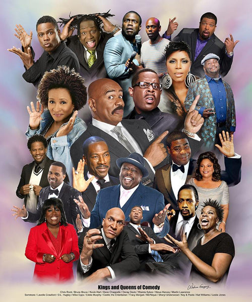 Framed Kings and Queens of Comedy by Wishum Gregory | 11 x 8 ½