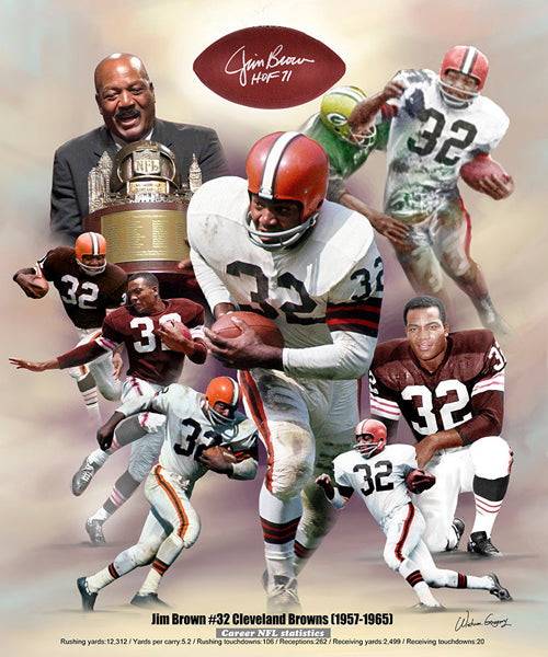 Framed Jim Brown by Wishum Gregory | 11 x 8 ½