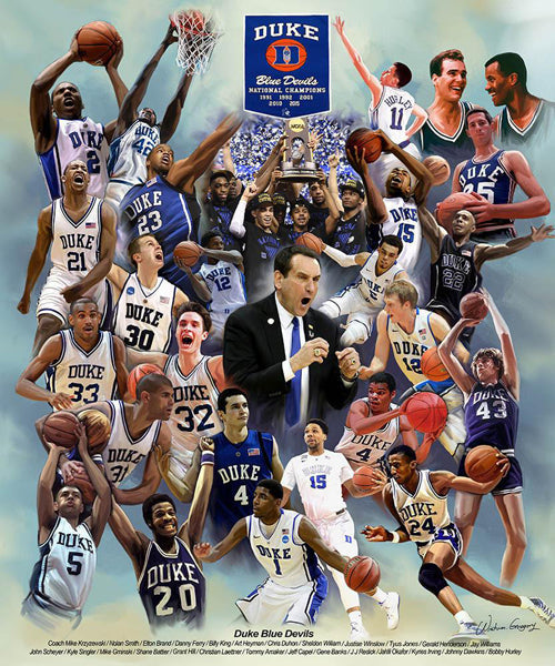 Framed Duke Blue Devils by Wishum Gregory | 11 x 8 ½