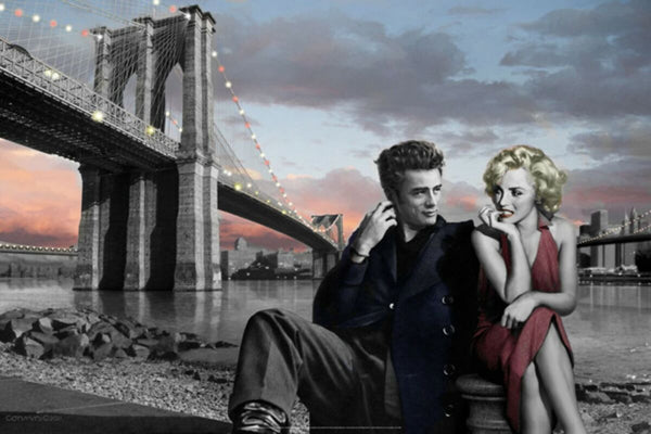 Marilyn Monroe & James Dean: Brooklyn Bridge by Chris Consani Wall Art Décor 24 x 36 Art Print