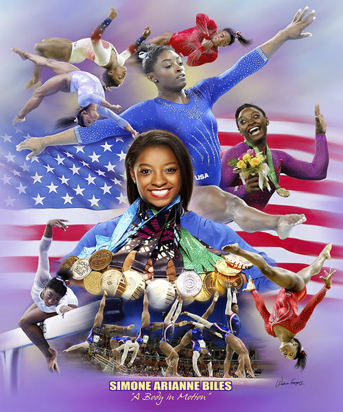 Framed Simone Biles by Wishum Gregory | 24 x 20