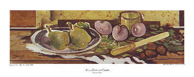 Framed Plums, Pears, Nuts and Knife by Georges Braque | 13 x 32