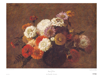 Framed Bouquet of Zinnias by Henri Fantin-Latour | 23 x 32