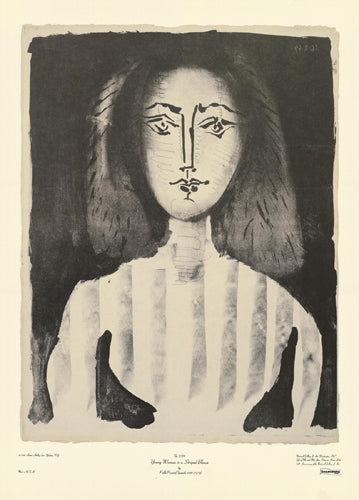 Framed Young Woman in a Striped Blouse by Pablo Picasso | 31 x 22 3/4 Art ...