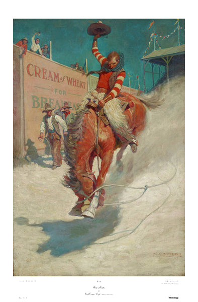 Bronco Buster by N.C. Wyeth Wall Art Décor 35 x 23 Art Print