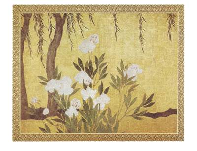 Framed Peonies and Willows by Hasagawa School, early 16th Century