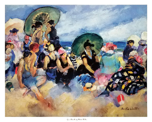 Framed Green Umbrellas by Martha Walter | 24 x 30