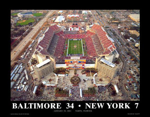 Baltimore 34, New York 7 - Super Bowl XXXV, Tampa, Florida by Mike Smith Wall Art Décor 22 x 28 Art Print