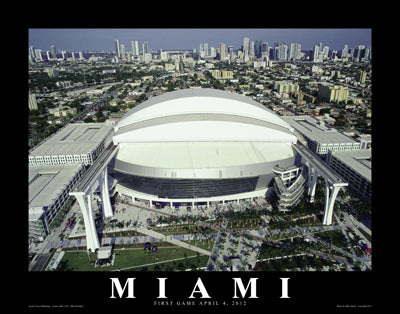 New Miami Marlins Park, First Game, April 2, 2012 by Mike Smith Wall Art Décor 22 x 28 Art Print