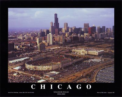 Framed Chicago, Illinois - Soldier Field 1924-2002 by Mike Smith