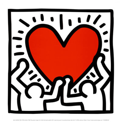 Framed Untitled, 1988 (Figures with Heart) by Keith Haring