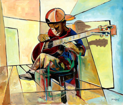 Framed Little Musician by Nathaniel Barnes | 14 x 16 1/2