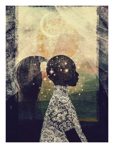 The Sun, Stars, and Moon by Erin K. Robinson Wall Art Décor 26 x 20 Art Print