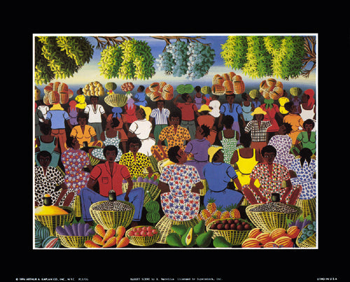 Framed Market Scene by Rodrigue Mervilus | 8 x 10
