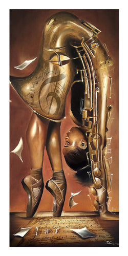 Framed Balletic Tune by Salaam Muhammad | 28 x 14