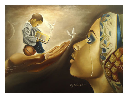 Framed Mother Behold Your Child by Salaam Muhammad | 20 x 26