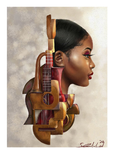 Framed Mahogany Strings by Salaam Muhammad | 23 x 17