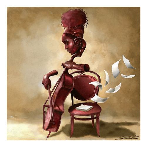 Framed The Solo Cellist by Salaam Muhammad | 22 x 22