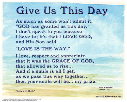 Give Us This Day by Batteryman Wall Art Décor 8 x 10 Art Print