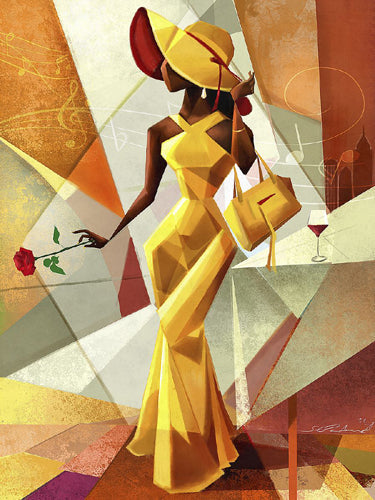 Framed Night Out in Yellow by Salaam Muhammad | 26 x 20
