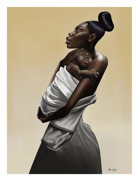 Framed Mother and Child by Manasseh Johnson Sr. | 26 x 20