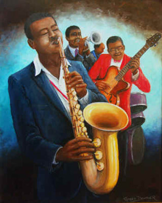The Musicians by Romeo Downer Wall Art Décor 36 x 24 Art Print