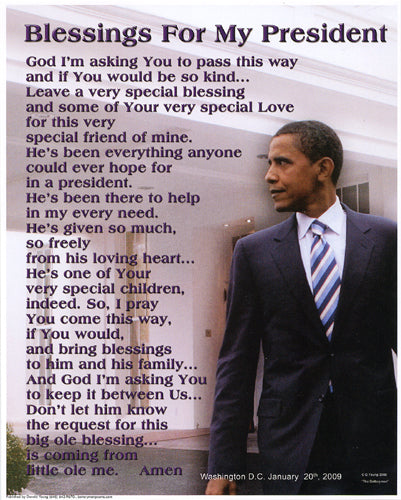 Framed Blessings for My President (Obama) by Batteryman | 10 x 8