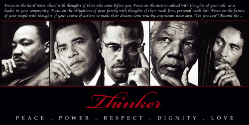 Art Print Thinker Quintet: Peace, Power, Respect, Dignity, Love Wall Art Décor 18 x 36 inch