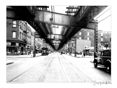 Framed Myrtle Avenue, Brooklyn, New York, 1943 by Merlis Collection