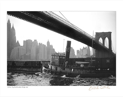 Framed Fulton Tug Boat, Brooklyn Bridge, 1920 by Merlis Collection