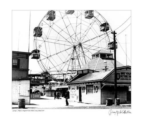 Framed George Tilyou Ferris Wheel, Coney Island, 1897 by Merlis Collection
