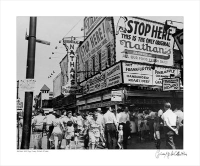 Nathan's Hot Dogs, Coney Island, New York, 1960 by Merlis Collection Wall Art Décor 11 x 14 Art Print